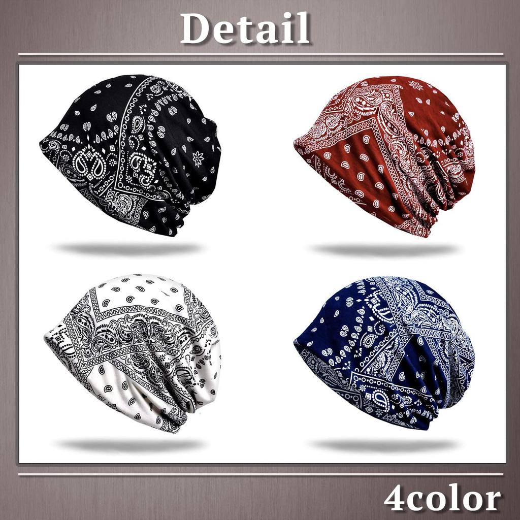 ONE LIMITATION Paisley Print Knit for Men and CP110 Hat, 2-Way, Women, (Black)