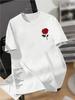 2026 Women Lady Men's Rose Print Crew Neck Short Sleeve T-Shirt Summer Fashionable Casual Top