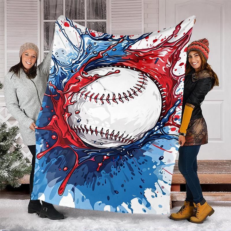 Baseball Theme Printed Blanket - Perfect for Couch, Bed, Travel & Outdoor Use | Machine Washable, Cozy & Durable.