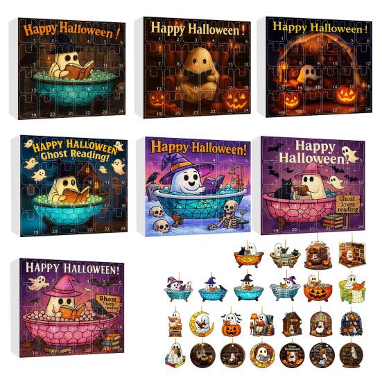 1 Set Halloween Ghost Countdown Calendar 24 Days Spooky Reading Bubble Bath Ghost Ornament Advent Calendar Holiday Bookworms Gift