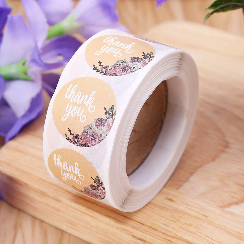 Sticker Natural Kraft Adhesive Labels Roll Round Decorations Baking