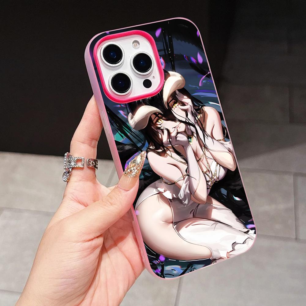 Overlord Albedo Jelly Doppelschicht Rosenrot Handyhülle für iPhone 17 16 15 14 13 12 11 Air Pro Max Plus Schutz
