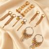 European and American Retro Chain Earrings Contrasting Color Water Droplets Fringed Long Jewelry