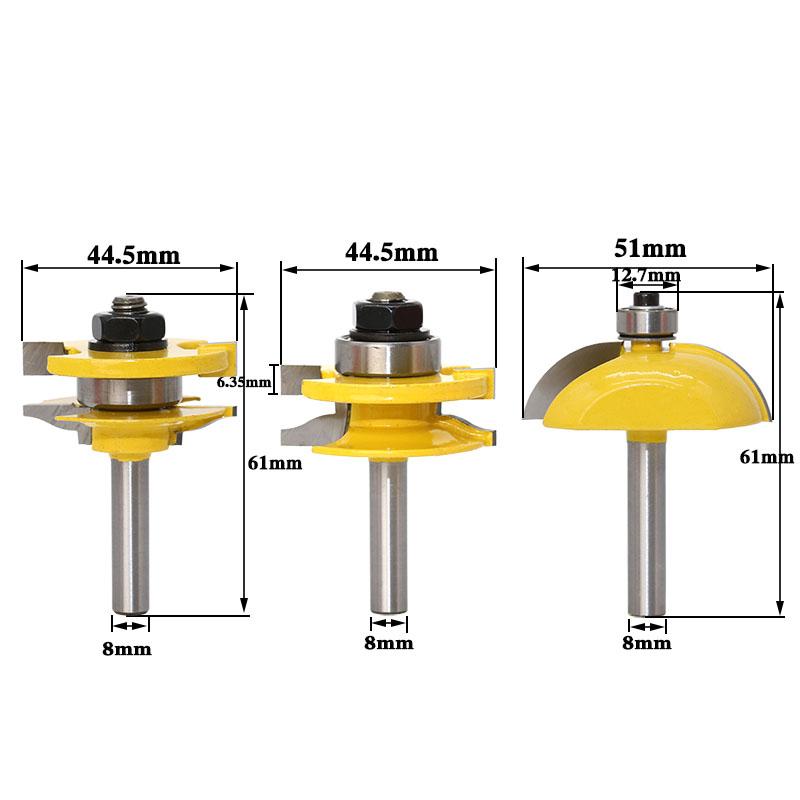 3 stücke 8mm Schaft Erhöhte Panel Schrank Tür Router Bit Set Holzbearbeitung Cutter Holz Router Bits Hartmetall Bit Tür messer