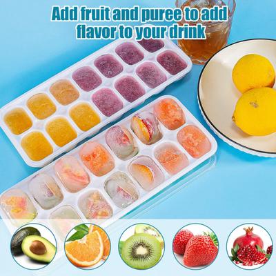 Silicone Ice Cube Tray with Lid 14 Cubes Easy Release Stackable Ice Mold for Cocktails Coffee Juice Whiskey Ice Drink Maker