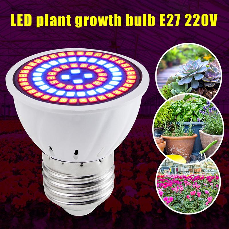 Led Grow Light Bulb E27 220V Full Spectrum 48/60/80Led Plant Lamp For Indoor Garden Seedling Greenhouse Hydroponics Grow Tent