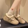 Metal Buckle Snow Boots Winter New Round Toe Deep Mouth Wool Warm Short Cotton Shoes