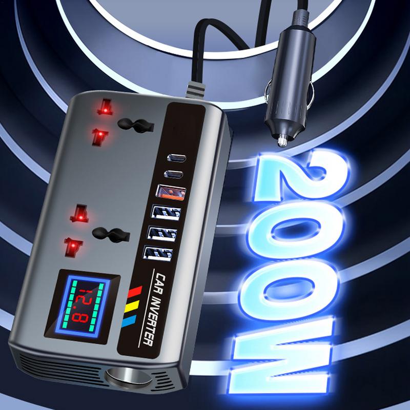 new Car Inverter Converter 12V/24V To 220V Fast Charging Ports Portable Automotive Charger Inverter 3 USB Ports Vehicle Inverter