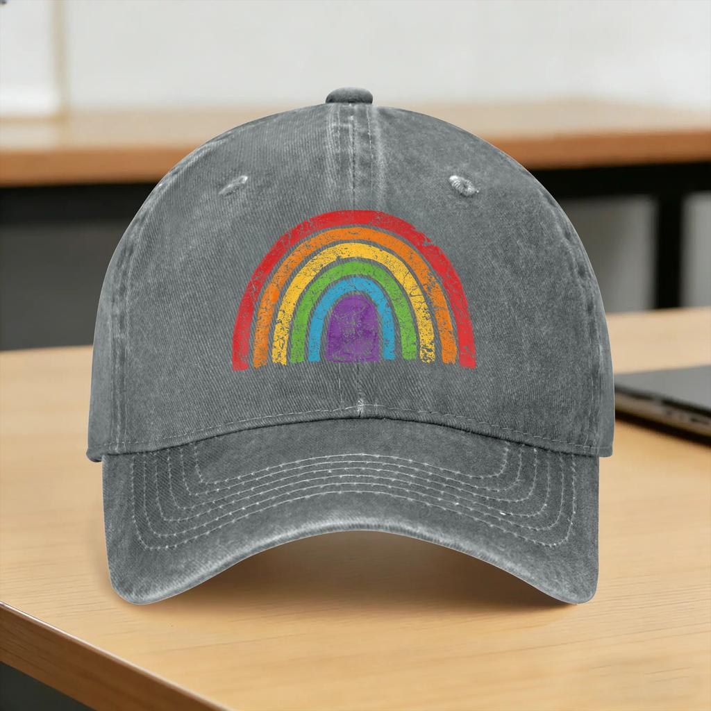 LGBTQ Rainbow Flag Gay Pride LGBT Awareness Ally Vintage Sun Baseball Cap Unisex-Teens Trucker Hat Breathable Baseball Caps