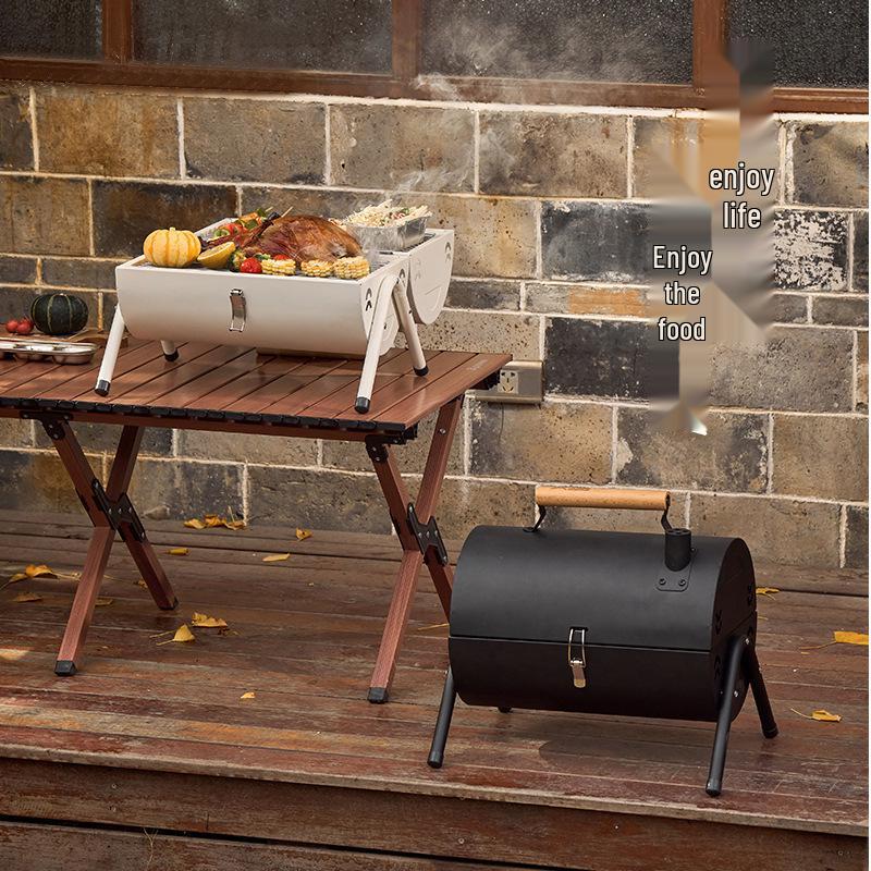 Portable Charcoal Grill Set: Outdoor Camping Barbecue Rack and Tools for Home Use