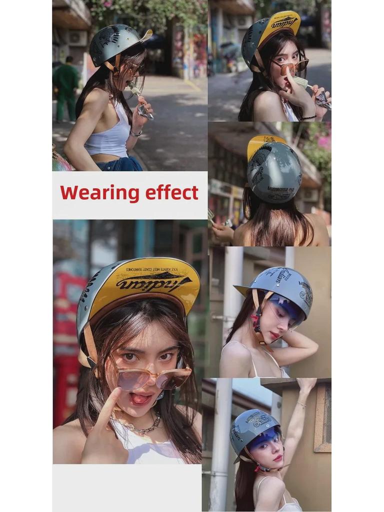 Fashionable Unisex Four-Season Motorcycle Helmet with Sun Protection, Half-Covered Design, Summer-Ready