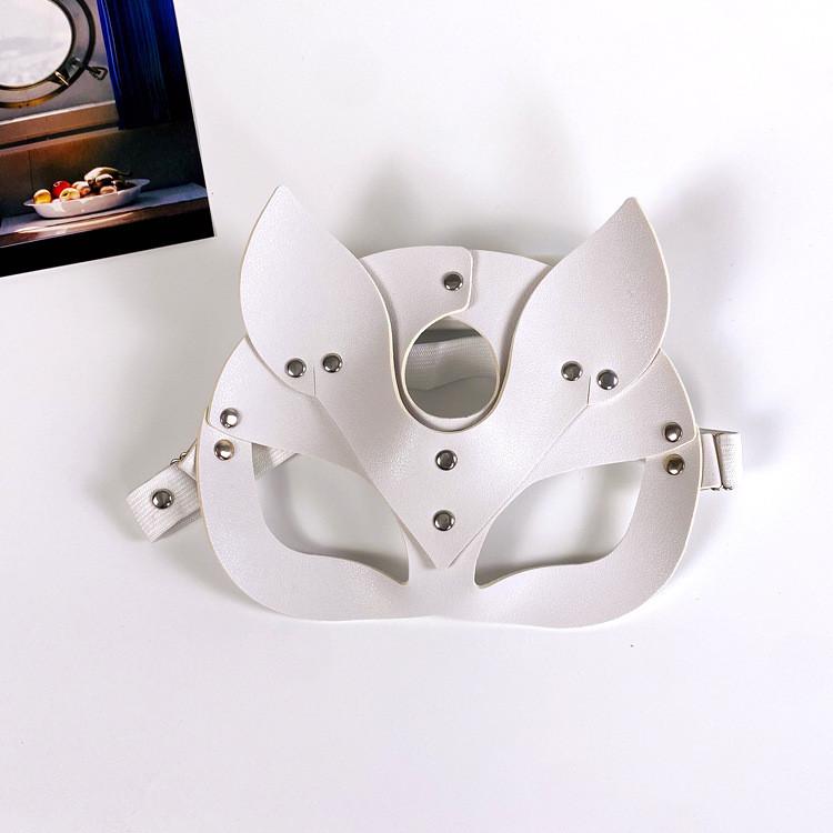 Costume Mask With Cat And Rabbit Designs Leather Material For Halloween Cosplay