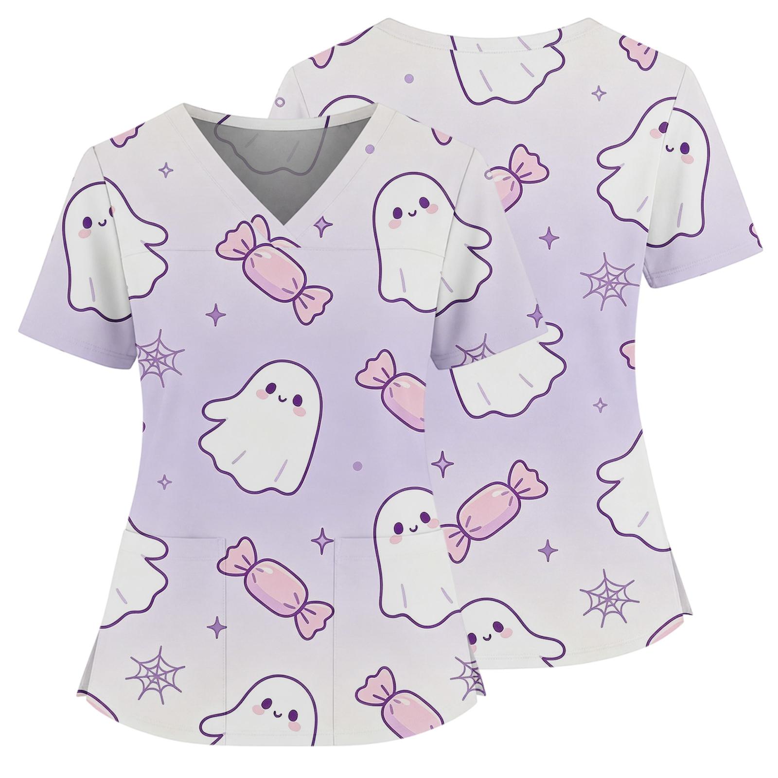 Women s Halloween Costume Top V-Neck Short Sleeve with Pockets and Side Slit S
