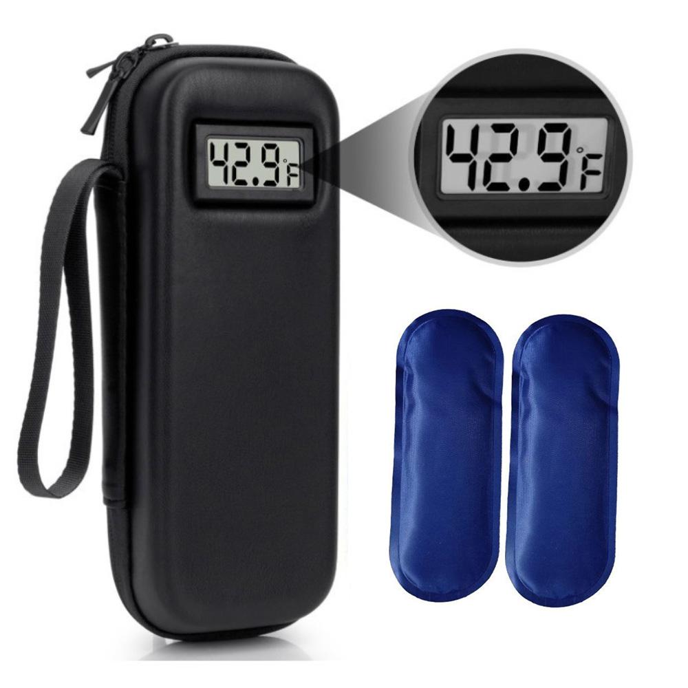 Insulin Cooler Travel Case With Thermometer Waterproof Insulated Storage Bag For Diabetic Medication Outdoor Use