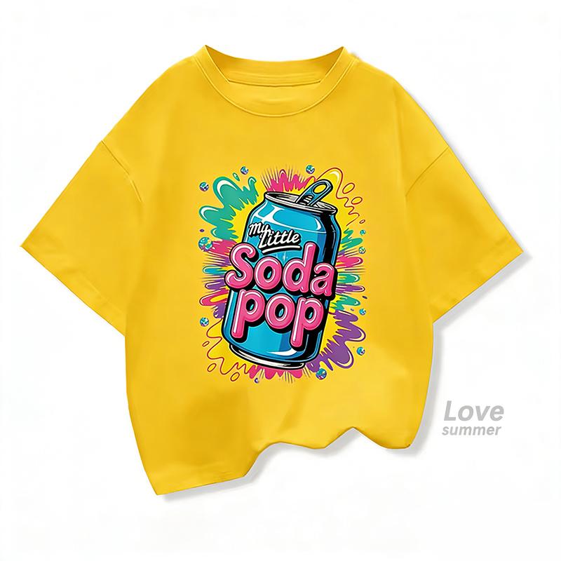 Summer Kids Short-Sleeve T Shirts My Little Soda Pop Children's Loose Tees Boys Girls Casual Tee Tops 4to14Yrs