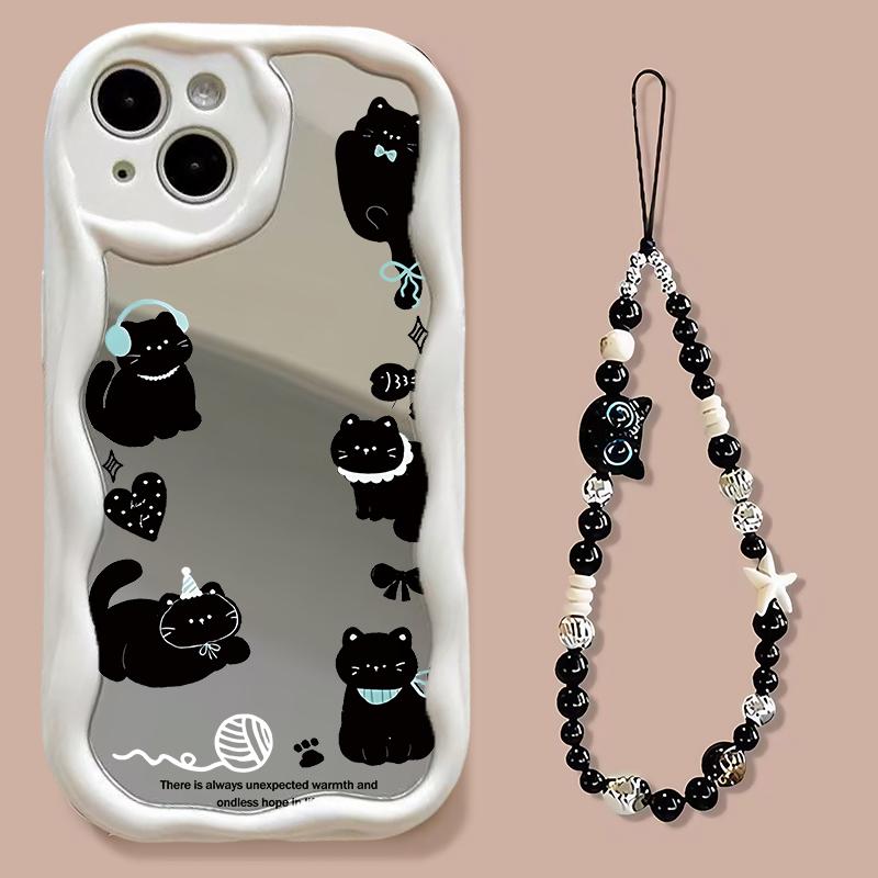 Cute Cat Mirror Chain Lanyard Case For Honor X9D X6C X7C 400 Lite 200 Pro 90 Lite X7D X9B X7A X8A X6B X6A X7B X8C Silicone Cover