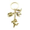 Antique Gold Western Cowboy Hat & Boots Keychain Pendant