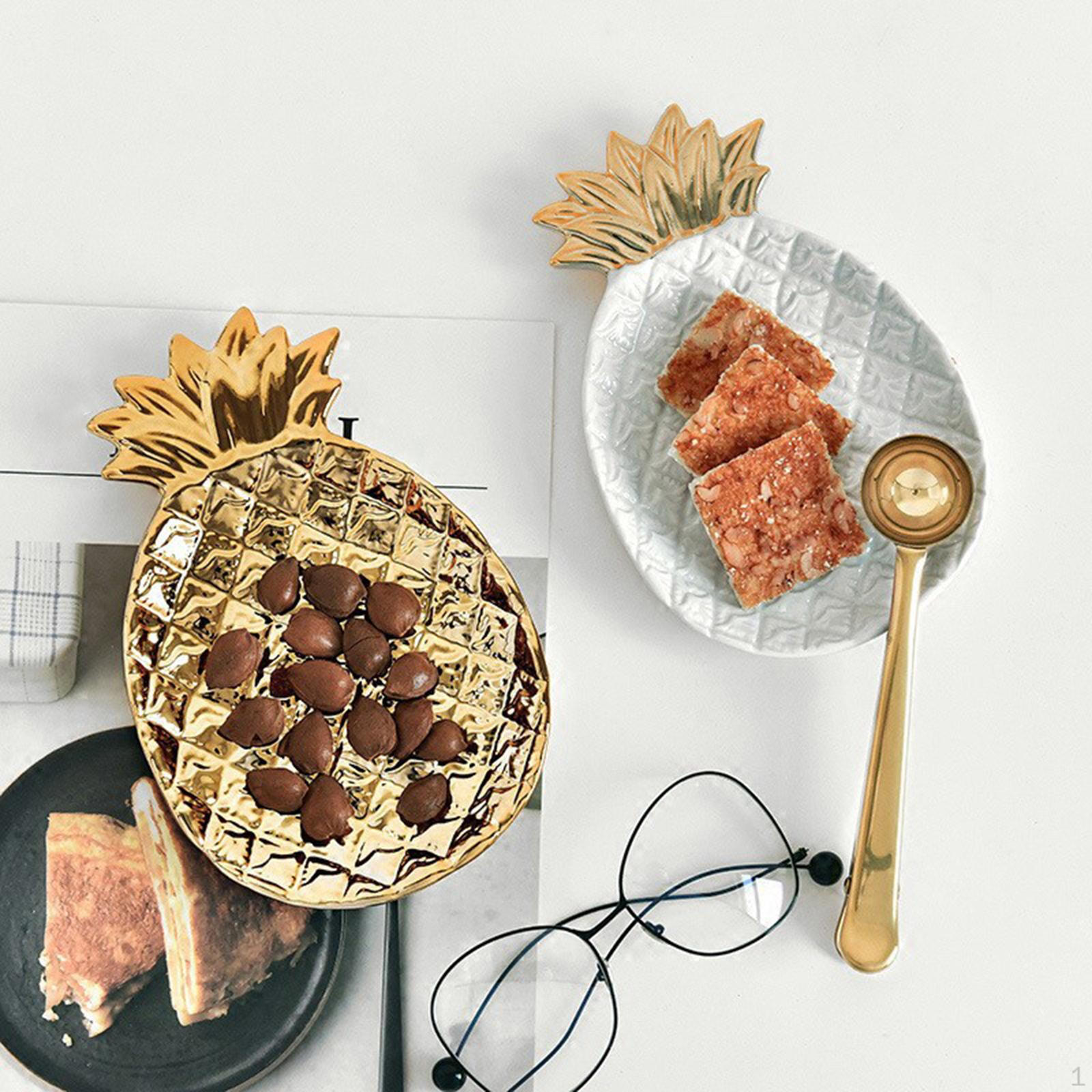 

Plate Resin Trendy Decorative Jewelry Tray Fruit Snack Storage for Table Living Room Type A