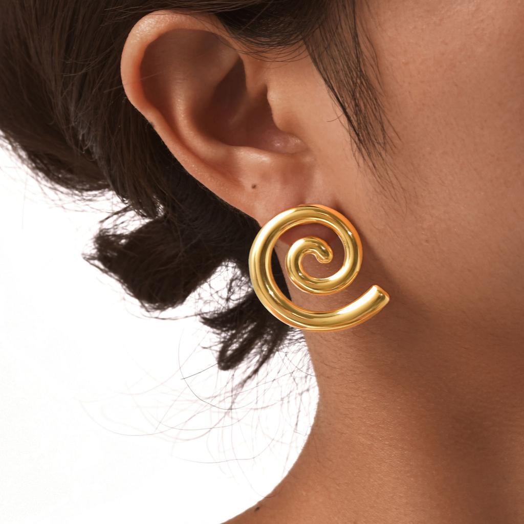 Smooth Geometric Spiral Stud Earrings for Women,Stainless Steel Snail Shape Earrings,Unique Jewelry Mother's Day Gifts