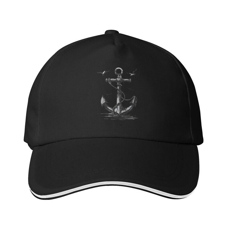 Anchor Print Baseball Cap Nautical Vintage Polyester Adjustable Summer Casual Sports Cap