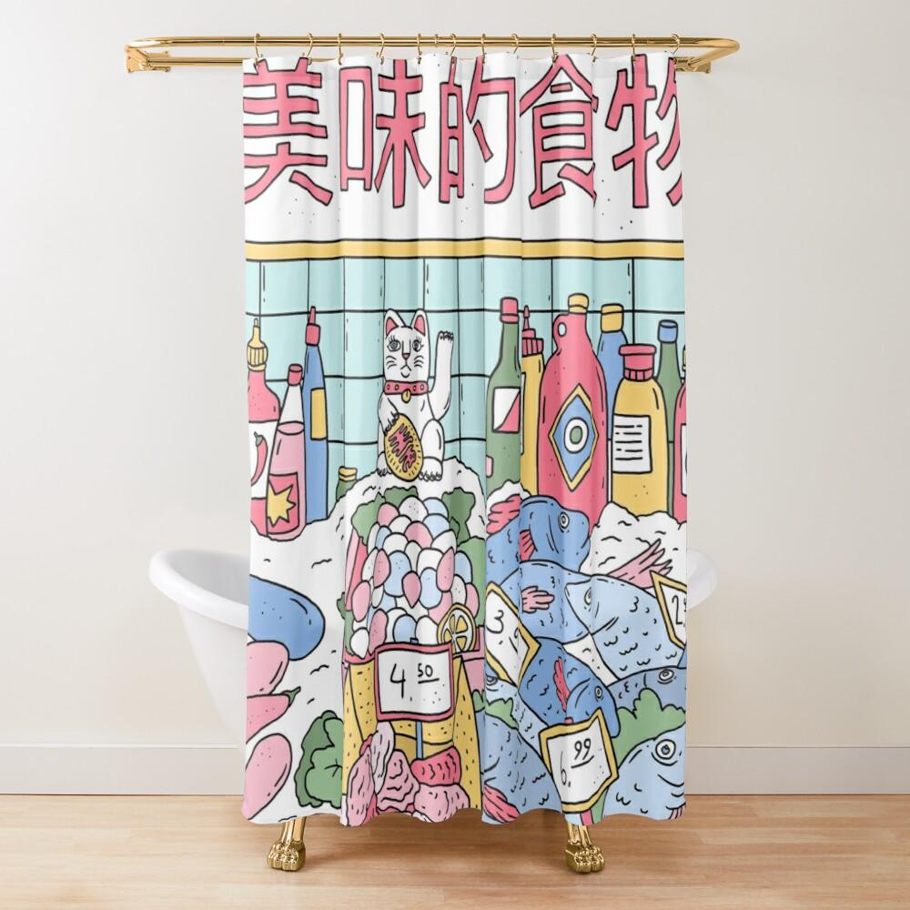 

Maneki Shower Curtain, Japanese Lucky Cat Maneki Neko Gold Coin Bathroom Bath Decor Polyester Fabric Shower Curtains with Hooks W165xH180cm