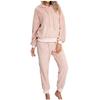 Women Fashion Casual Solid Pockets Plush Long Sleeve Long Pants Home Suit