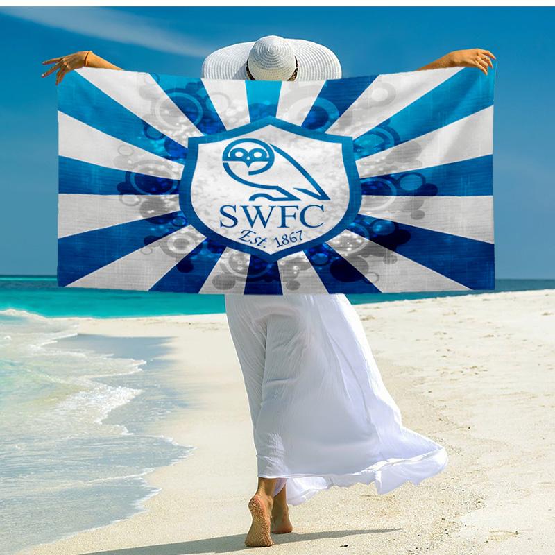1PC Blue Sheffield With Owl Beach Towel - Soft, Absorbent Microfiber, Lightweight, Ideal for The Beach, Parties, Travel, Camping Fan Gifts
