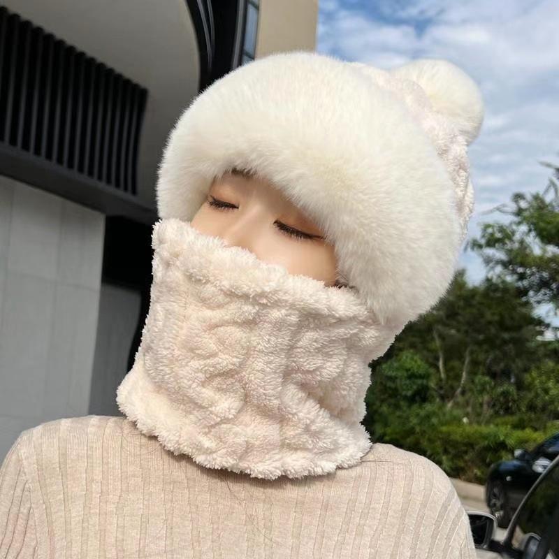 Hat and Neck Integrated Winter Velvet Thick Windproof and Cold Proof Warm Pullover Hat