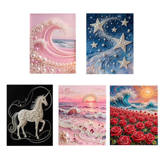 Kit de Pintura DIY com Pérolas Artificiais com Moldura de Madeira Tela Contas de Pérolas Artificiais Ferramentas Adultos Iniciantes Artesanato de Arte com Pérolas Artificiais Feito à Mão Decoração de Parede para Casa