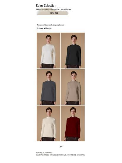 Velvet Women's Half-High Neck Self-Heating Brushed Slim Long-Sleeve Winter Top