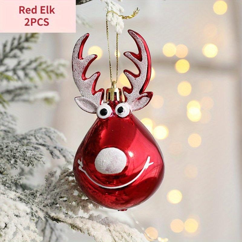 

2PCS Christmas Tree Ornaments Pendant Decorations Elk Scene Layout Drop Shot Red Elks Diameter Balls Festival Gift Pink