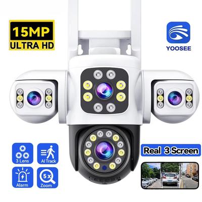 LS VISION Telecamera di Sorveglianza WiFi 6K Protezione di Sicurezza Triplo Schermo CCTV Tracciamento Automatico Impermeabile Yoosee PTZ IP Camera Esterno 12MP HD