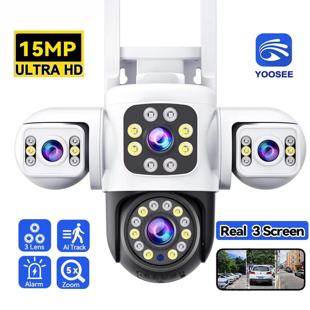 LS VISION Telecamera di Sorveglianza WiFi 6K Protezione di Sicurezza Triplo Schermo CCTV Tracciamento Automatico Impermeabile Yoosee PTZ IP Camera Esterno 12MP HD