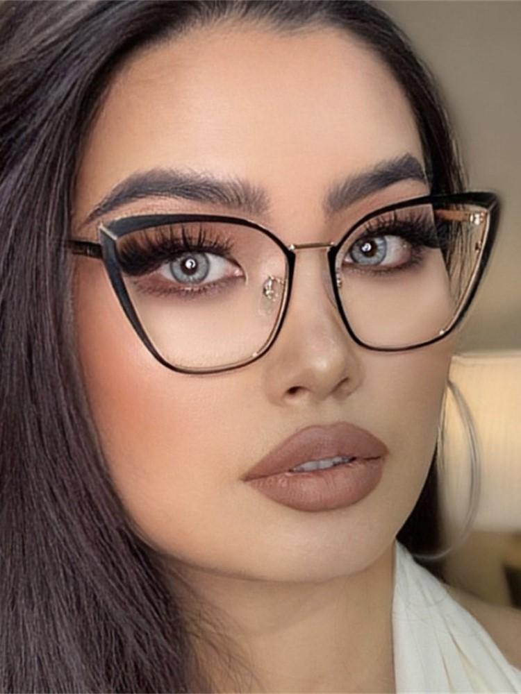 Luxury Designer Sunglasses Women Cat Eye Metal Frames Cool Summer Beach Fashion Optical Glasses UV Protection