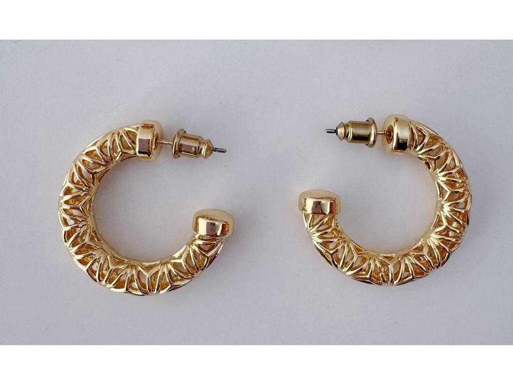 Classic Niche Hoop Earrings: Versatile, Fashion-Forward Hollow Studs with Simple Design and Textured Style