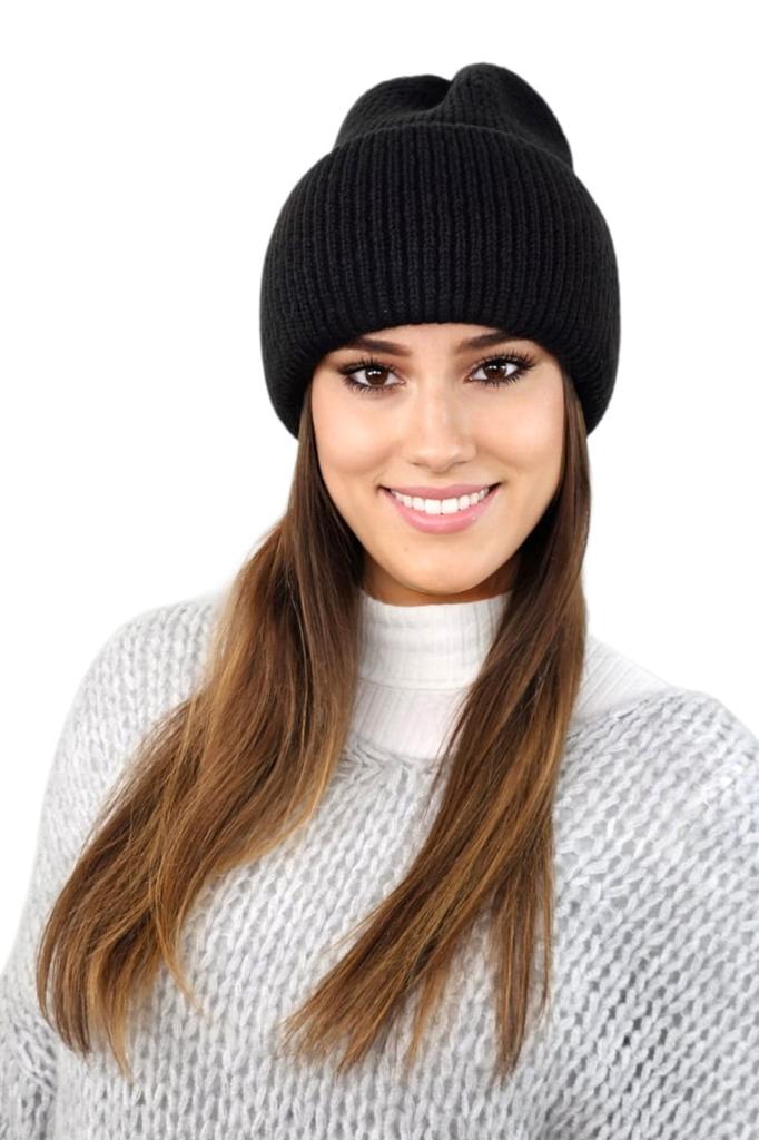 Alma Winter Fluffy Ribbed Hat Color Black