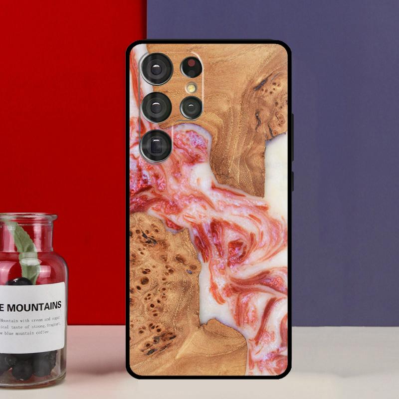Resin Wood Funda Case For Samsung Galaxy S25 Ultra S9 S10 S20 S21 FE S22 S23 Plus S24 Ultra Phone Cover
