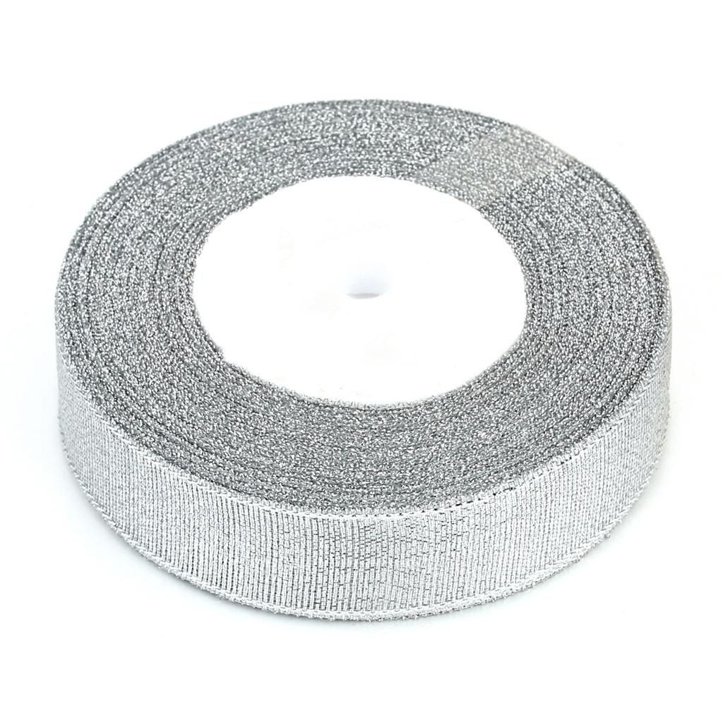 25 Yards/roll 6-50mm Gold Silver Ribbons Glitter Satin Ribbon For Crafts Cake Gift Packaging Supplies DIY Wedding Decoration