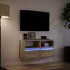 Vidaxl Ścienne Szafki Tv Z Led, 2 Szt., Dąb Sonoma, 41X31X45 Cm
