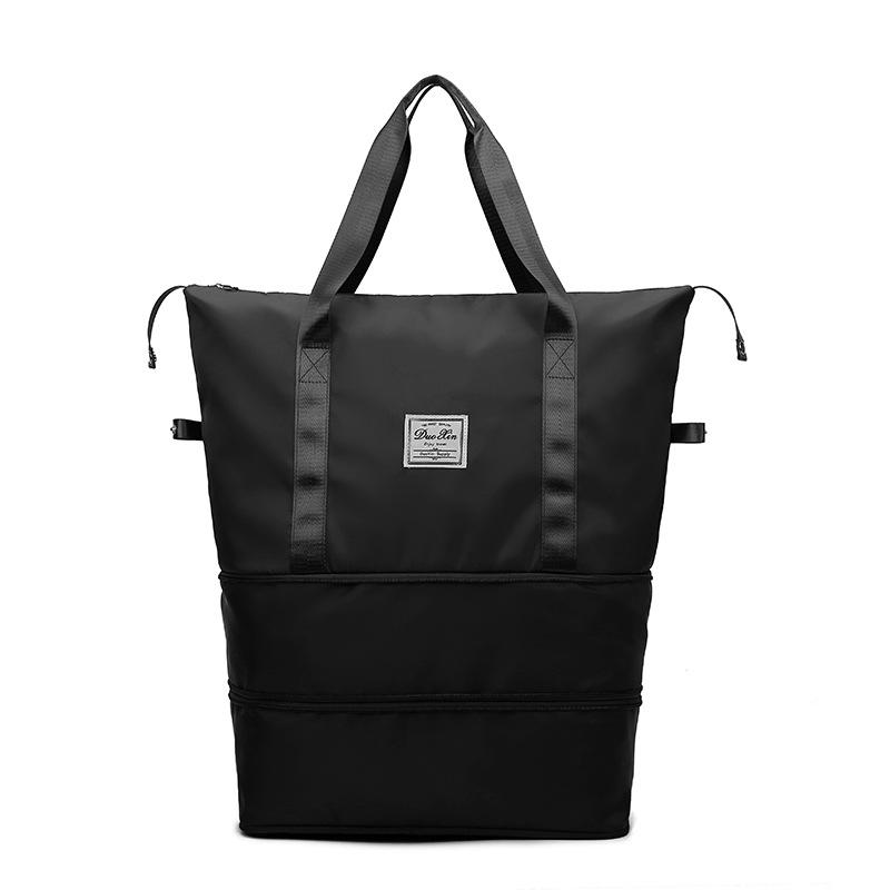 

Suitcase double-layer expansion large-capacity travel bag dry and wet separation labor bag expansion letter contrast color чорний