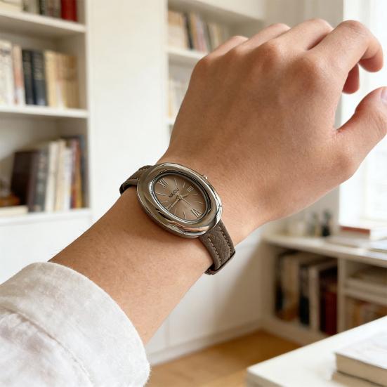 Dames Ovaal Polshorloge Vintage Stijl Quartz Horloge Slanke Kunstlederen Band Elegant Retro Dameshorloge Cadeau voor Haar Moeder Vrouw