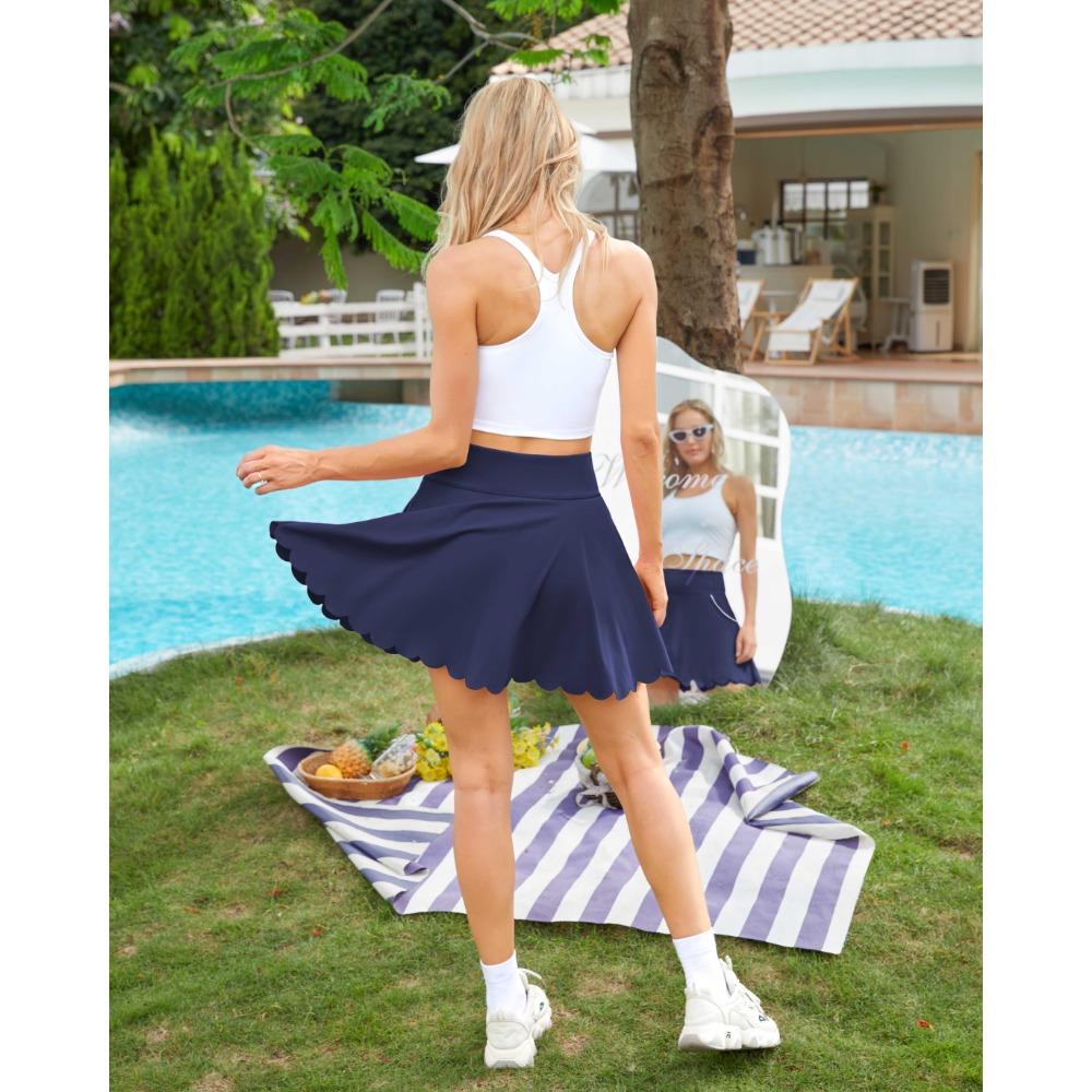 CHARMLEAKS Tennisröcke für Damen mit Shorts und Taschen Gewellter sportlicher Golf-Skort