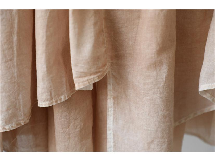 2025 Spring/Summer Artistic Fairy Hand-Painted Cotton Linen Irregular Double-Layer Skirt for Women