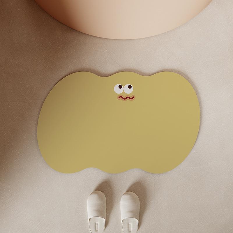 VIKAMA Simple and Funny Carpet Bathroom Absorbent Non-Slip Mat Soft Diatom Mud Shaped Door Mat Cartoon Home Decorative Foot Mat