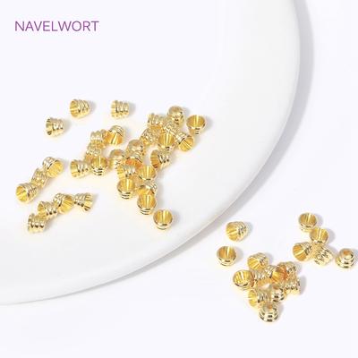 18K Gold Plated Brass Small Bead Caps Cone Tassel Cap For Jewelry Making DIY Bracelets Necklace Beading Accessories Wholesale