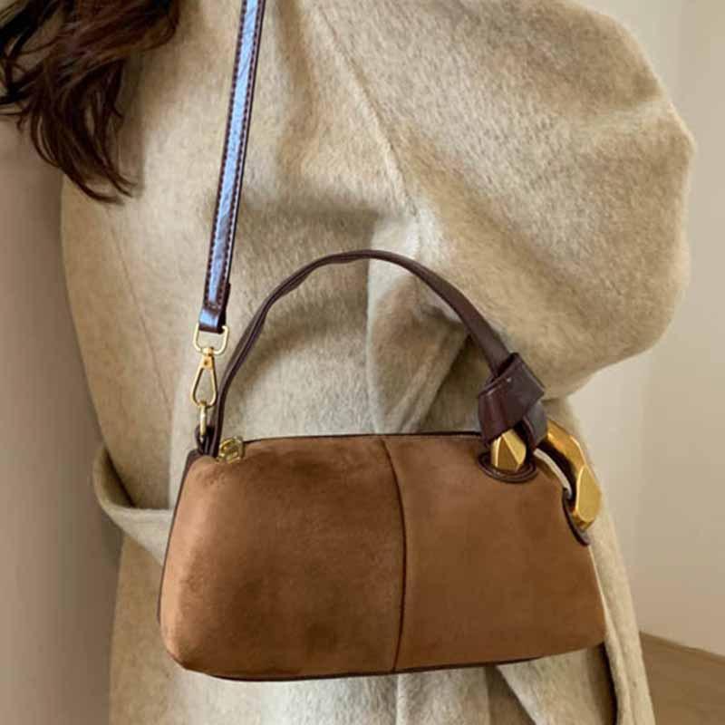 2025 new autumn and winter Boston pillow bag niche design versatile portable casual retro shoulder oblique span bag