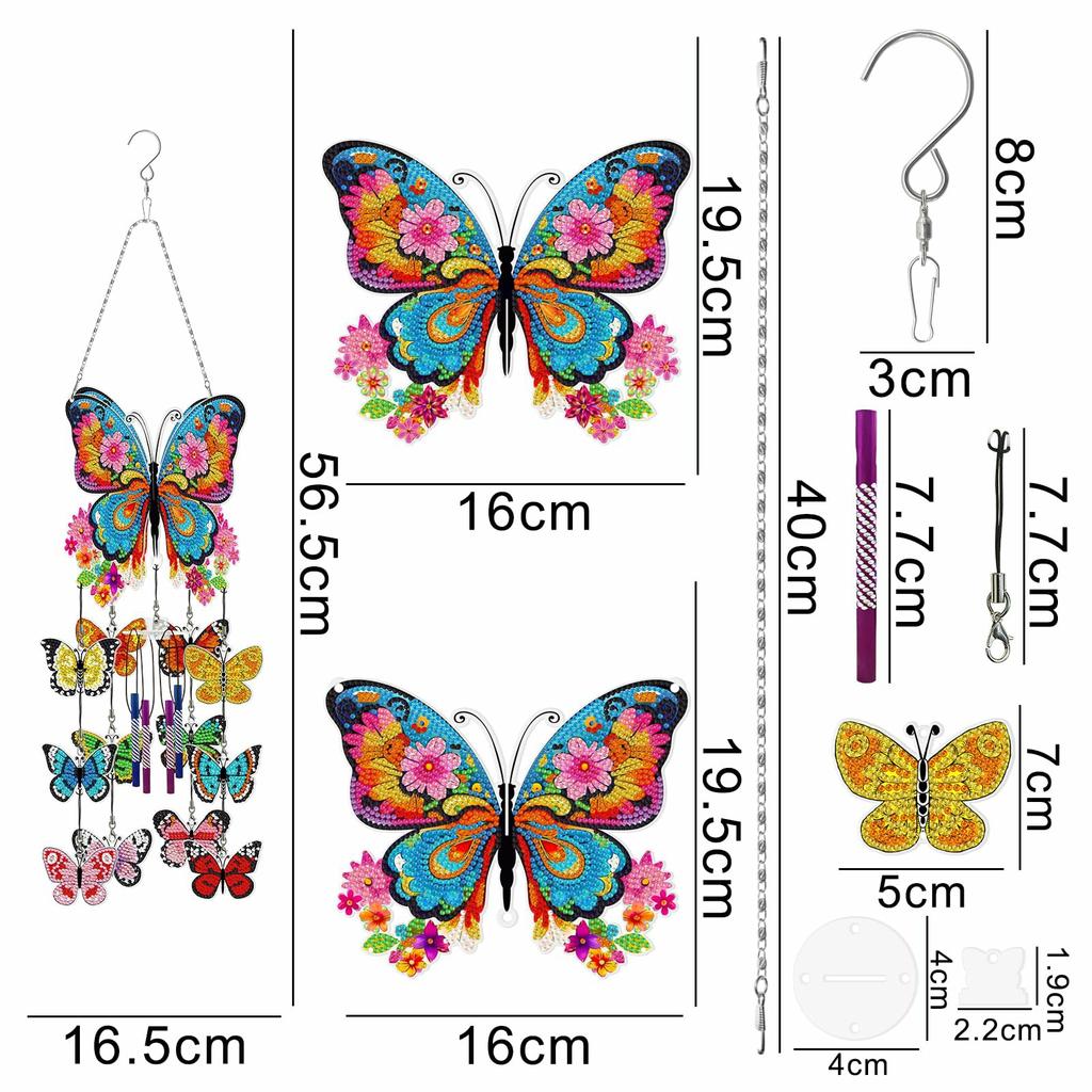 DIY Rhinestone Painting Wind Chime Kit Handmade Hanging Ornament Dreamcatcher 3D Decorative Wall Art for Home