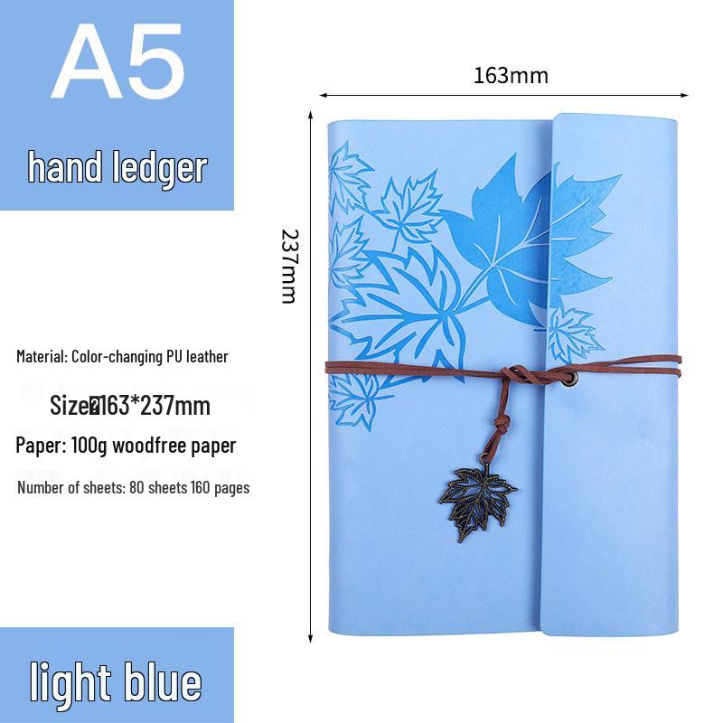 Retro Ribbon Tie Tri-fold Loose-leaf Notebook - Student Travel Notepad & Stamp Book