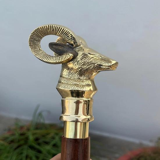 91.44 Cm Brass Deer Head Walking Stick, Handmade Luxury Cane for Collectors, Unique Walking Stick for Men Women Gift