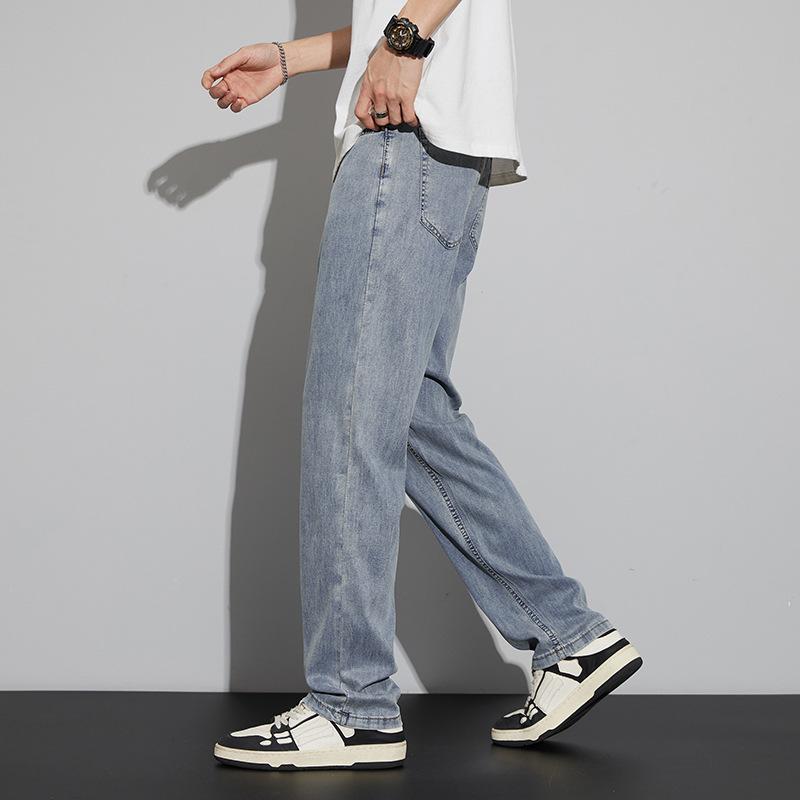 Summer Tencel, Thin, Soft, Cool, High-end Men's Jeans, Loose, Straight, Trendy And Versatile